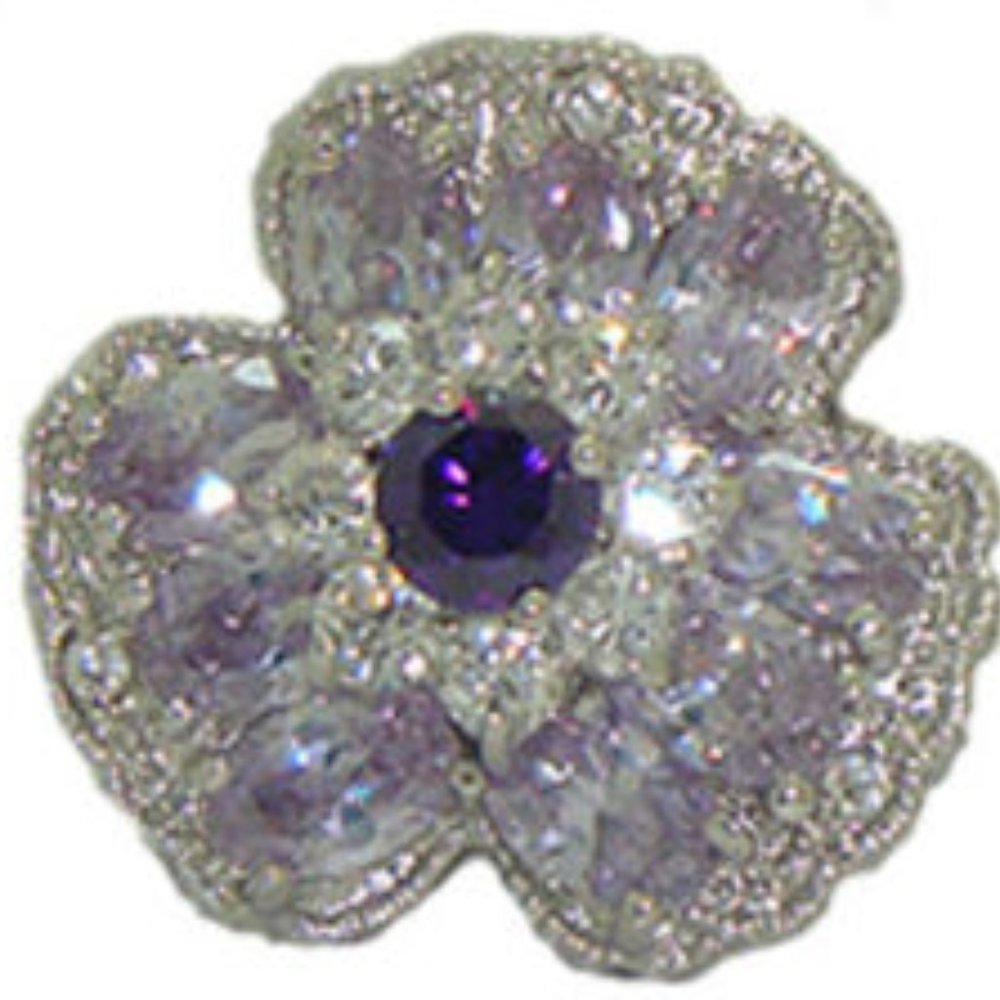 Ring purple white gold Swarovski crystal NWT